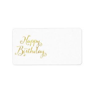 Happy Birthday Gold Faux Glitter Metallic Sequins Label