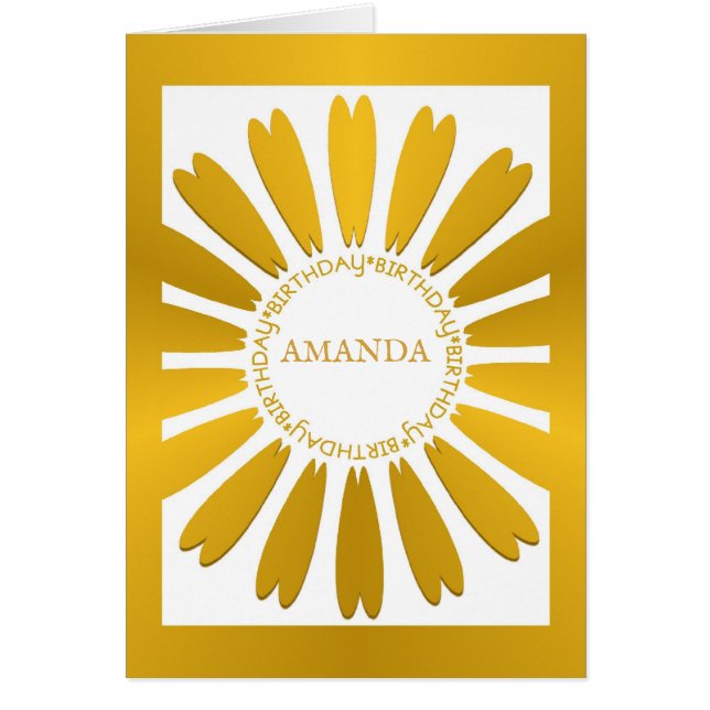 Happy Birthday Gold Flower Design (Front)