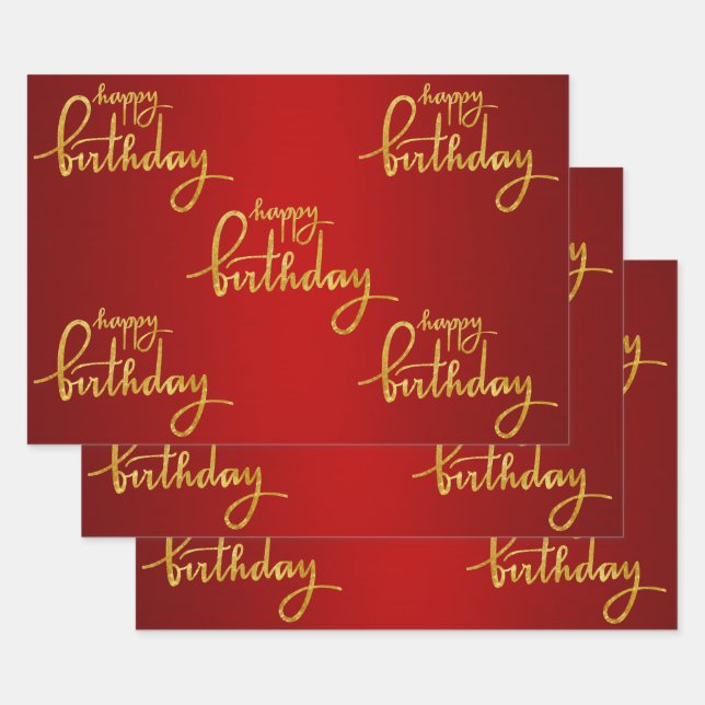 Happy Birthday Gold Foil Wrapping Paper Sheet (Set)