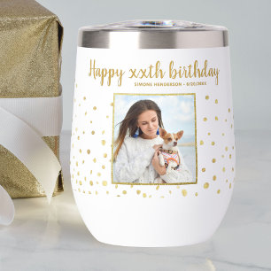 Happy Birthday Gold Glitter Photo Any Year Custom