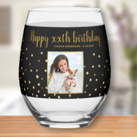 Happy Birthday Gold Glitter Photo Any Year Custom 