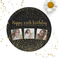Happy Birthday Gold Glitter Photos Any Year Custom