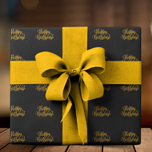 Happy Birthday (Gold n' Black) Wrapping Paper