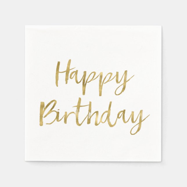 Happy Birthday Gold Napkin (Front)