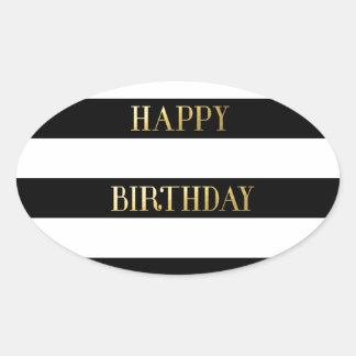 Happy Birthday Gold Oval Sticker