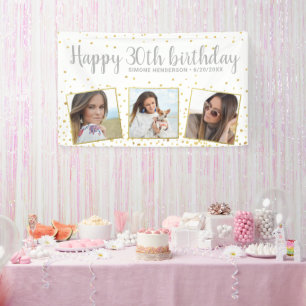 Happy Birthday Gold Silver Photos Any Year Custom  Banner
