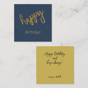 Happy Birthday Golden Glitter Custom Name Card