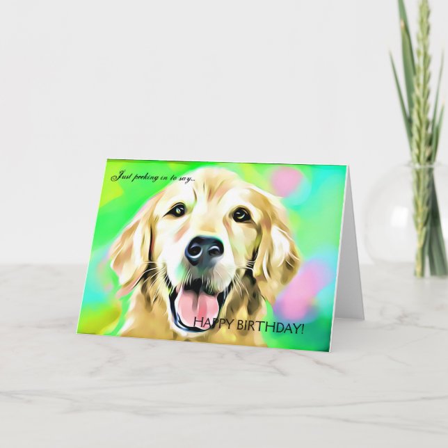 Happy birthday! Golden Retriever Digital art Card (Front)