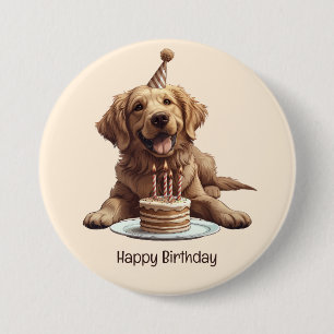 Happy Birthday Golden Retriever Dog 7.5 Cm Round Badge