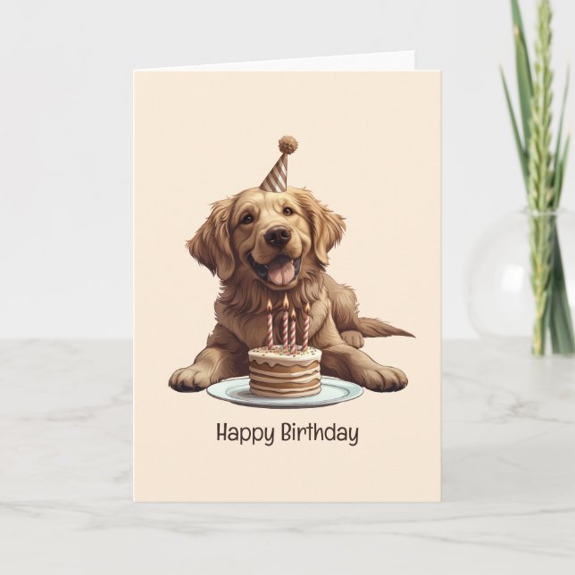 Happy Birthday Golden Retriever Dog Card (Front)