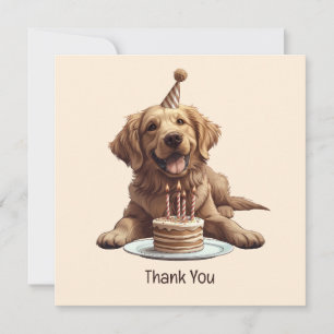 Happy Birthday Golden Retriever Dog Thank You Card