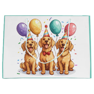 Happy Birthday Golden Retriever Dogs Large Gift Bag