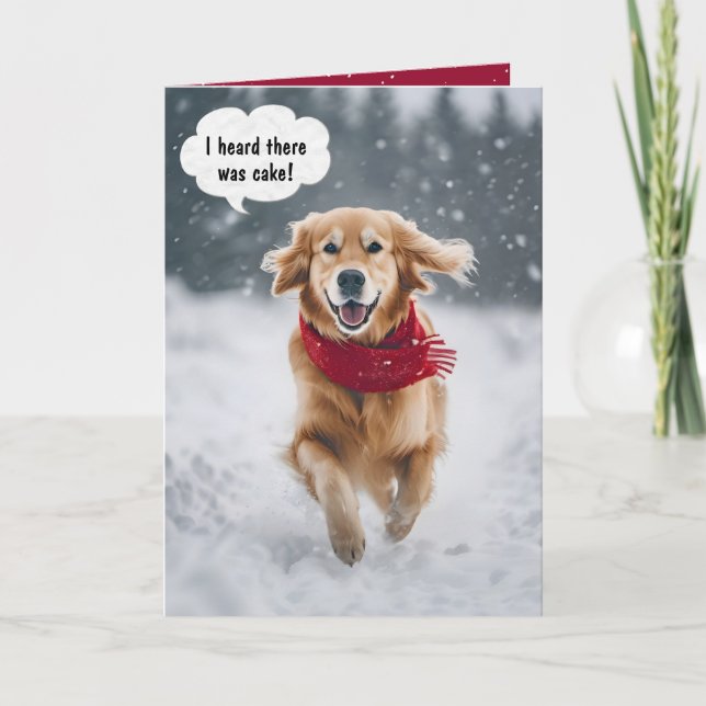 Happy Birthday Golden Retriever In Snow Card (Front)