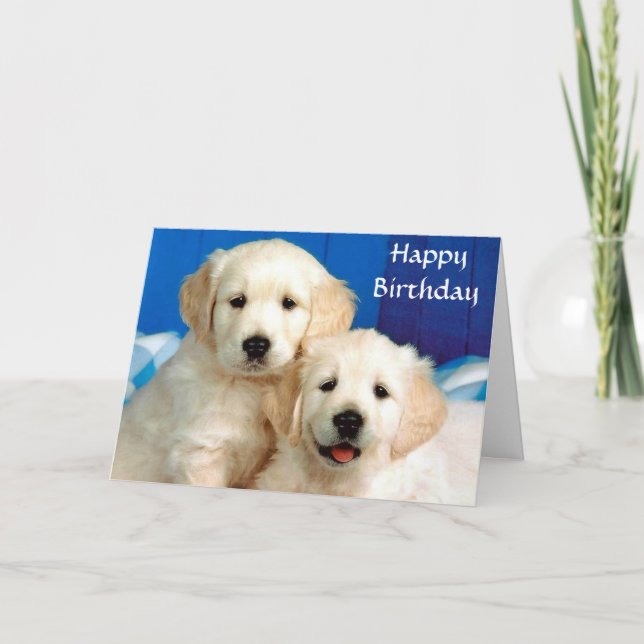 Happy Birthday Golden Retriever Puppy Card (Front)