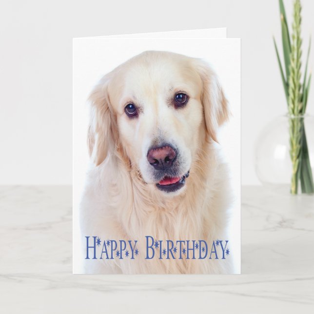 Happy Birthday Golden Retriever Puppy Dog Card (Front)