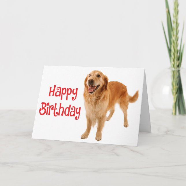 Happy Birthday Golden Retriever Puppy Dog - Verse Card (Front)