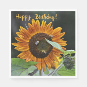 Happy Birthday Golden Sunflower Napkin