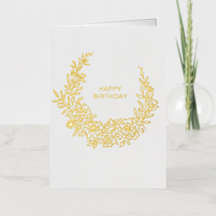 Happy Birthday Golden Wreath Foil Greeting Card