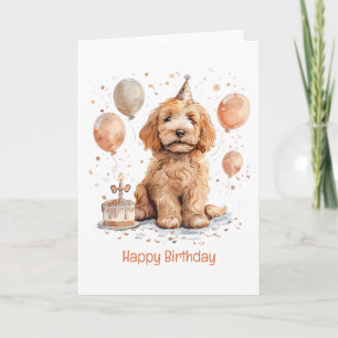 Happy Birthday Goldendoodle Dog Birthday Cake Card