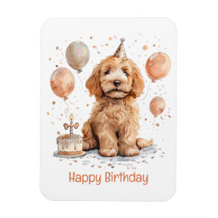Happy Birthday Goldendoodle Dog Birthday Cake Magnet