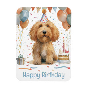 Happy Birthday Goldendoodle Dog Magnet