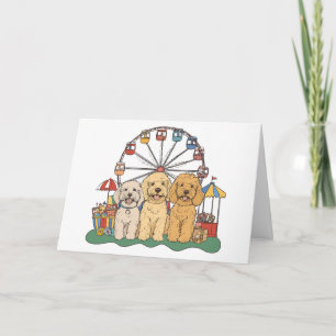 Happy Birthday Goldendoodle Dogs At A Carnival  Card