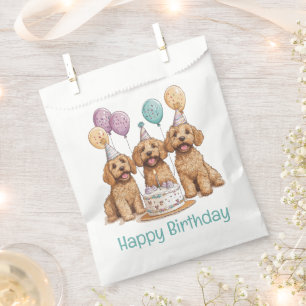 Happy Birthday Goldendoodle Dogs Birthday Cake Favour Bag