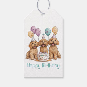 Happy Birthday Goldendoodle Dogs Birthday Cake Gift Tags