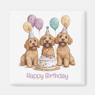 Happy Birthday Goldendoodle Dogs Birthday Cake Magnet