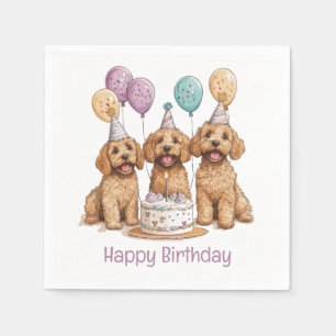 Happy Birthday Goldendoodle Dogs Birthday Cake Napkin