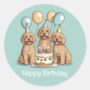 Happy Birthday Goldendoodle Dogs Classic Round Sticker