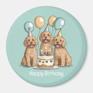 Happy Birthday Goldendoodle Dogs Magnet