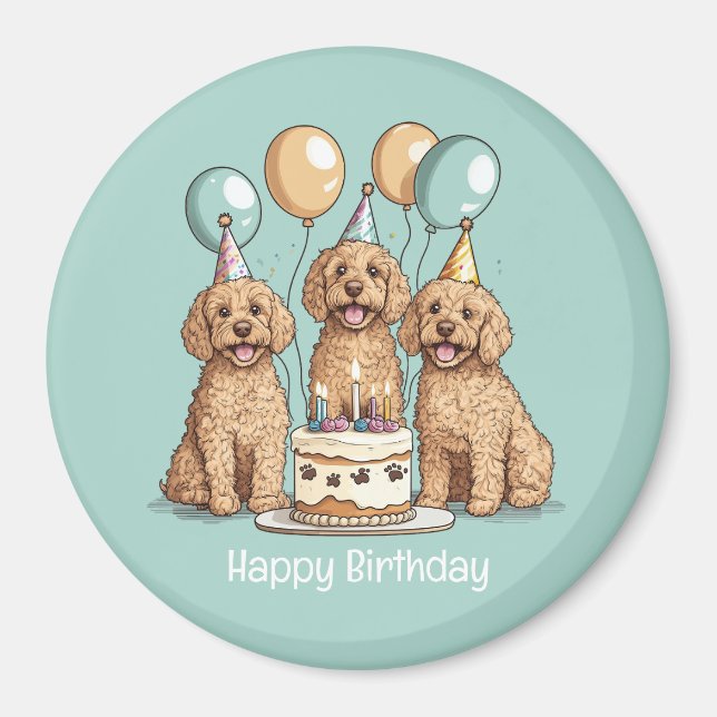 Happy Birthday Goldendoodle Dogs Magnet (Front)
