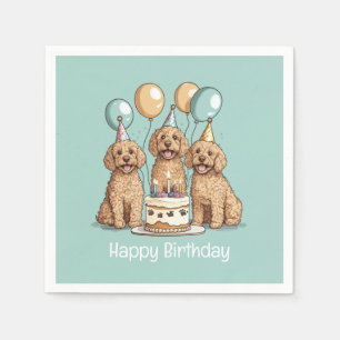 Happy Birthday Goldendoodle Dogs Napkin