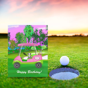 Happy Birthday Golf Cart With Cute Schnauzer Card