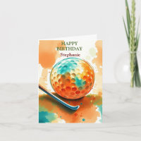Happy Birthday Golfing Ball Hitting Water