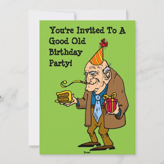 Happy Birthday - Good Old Party (old man) Invitation (Front)