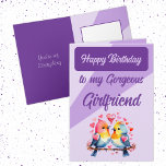 Happy birthday gorgeous girlfriend birds purple card<br><div class="desc">Make your gorgeous girlfriend's day extra special with this adorable birthday card! Featuring two cute lovebirds and the heartfelt message, 'To my gorgeous girlfriend, you’re my everything, ' it’s the perfect mix of sweet and romantic. Whether she loves sentimental surprises or just needs a little reminder of how loved she...</div>