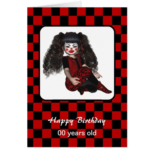 Happy Birthday Gothic Checks Clown Kid Card