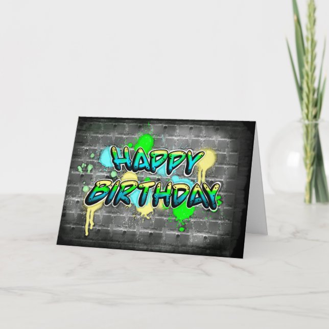 Happy Birthday | Graffiti Text Card (Front)