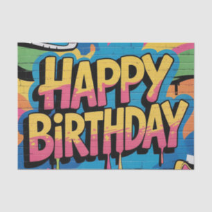 Happy Birthday Graffiti Wall with Sneakers Tissue Paper