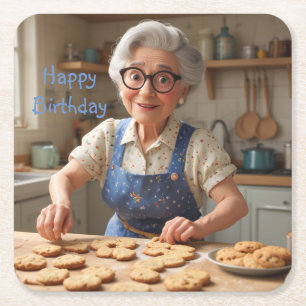 Happy Birthday Gramma Square Paper Coaster