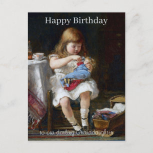Happy birthday Granddaughter Anxious little mother Postcard
