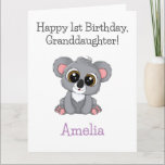 Happy Birthday, Granddaughter Cute Koala Card<br><div class="desc">This cute koala birthday card will be a beautiful personalized card for your special granddaughter. Personalize this card for your granddaughter by adding their age,  name and personalizing the message on the inside of the card and make their birthday really special.</div>