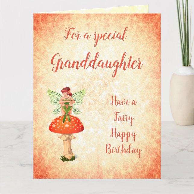Happy Birthday Granddaughter Fairy design Card (Front)