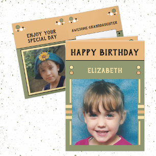 Happy Birthday Granddaughter name photo green Card