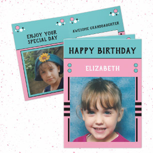 Happy Birthday Granddaughter name photo pink Card