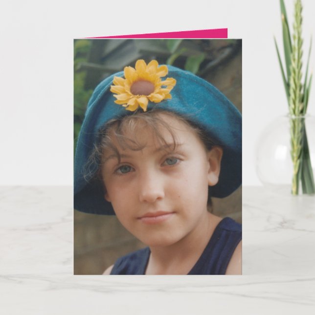 Happy Birthday Granddaughter pink and purple photo Card (Front)