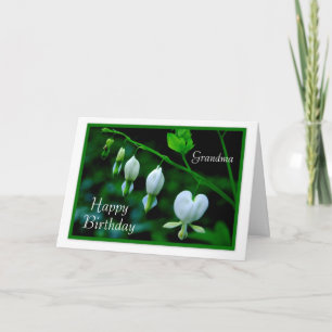 Happy Birthday Grandma White Hearts Card