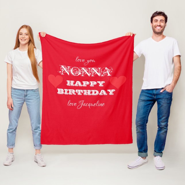 Happy Birthday Grandmother NONNA Name Cosy  Fleece Blanket (In Situ)